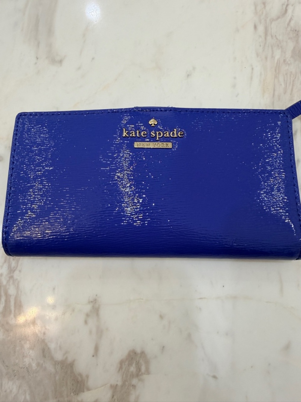 kate spade Blue Patent Leather Zip-Around Wallet